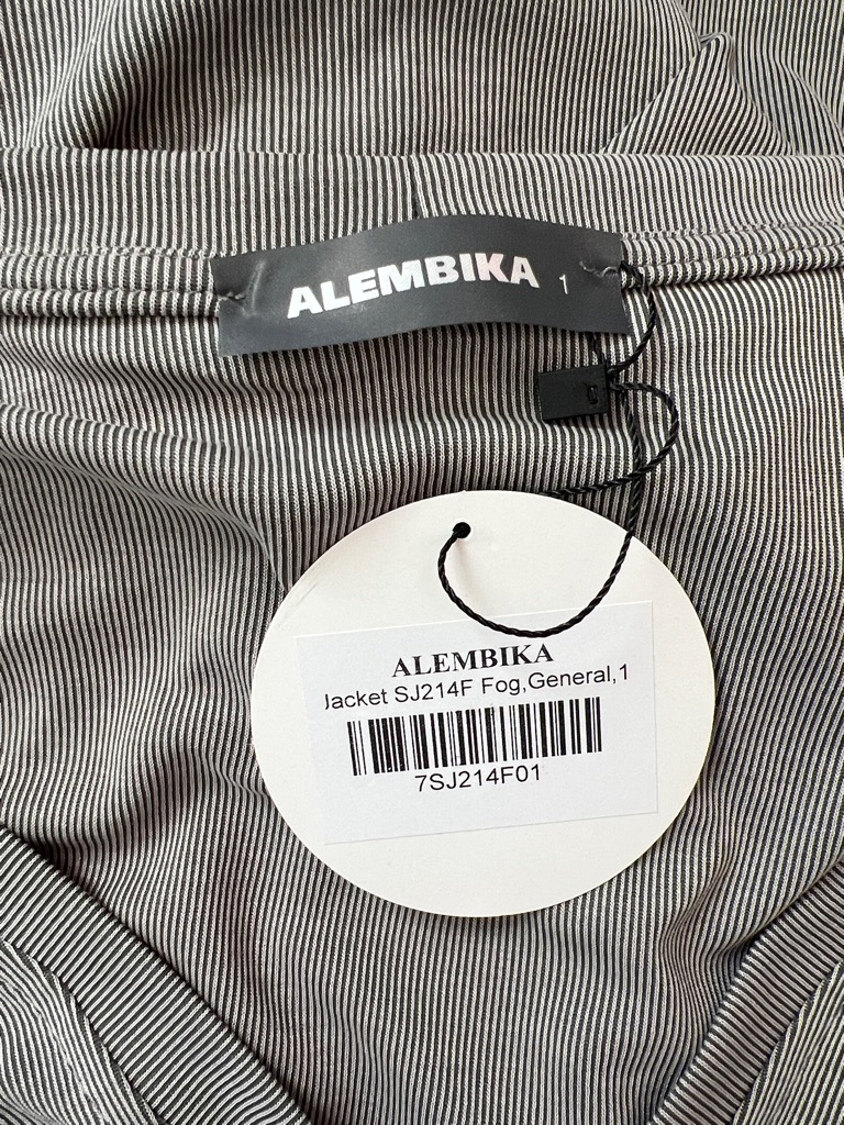 Alembika Essential Draped Cocoon Tunic Jacket Fog Gray Stripe Size 1 Us 6-8 Nwt — image 7 of 8
